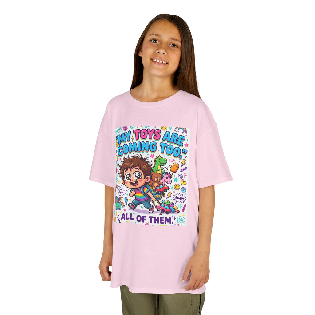 My Toys Are Coming Too Kids T-Shirt | Cute Cartoon Kid, Toys & Dinosaur Design