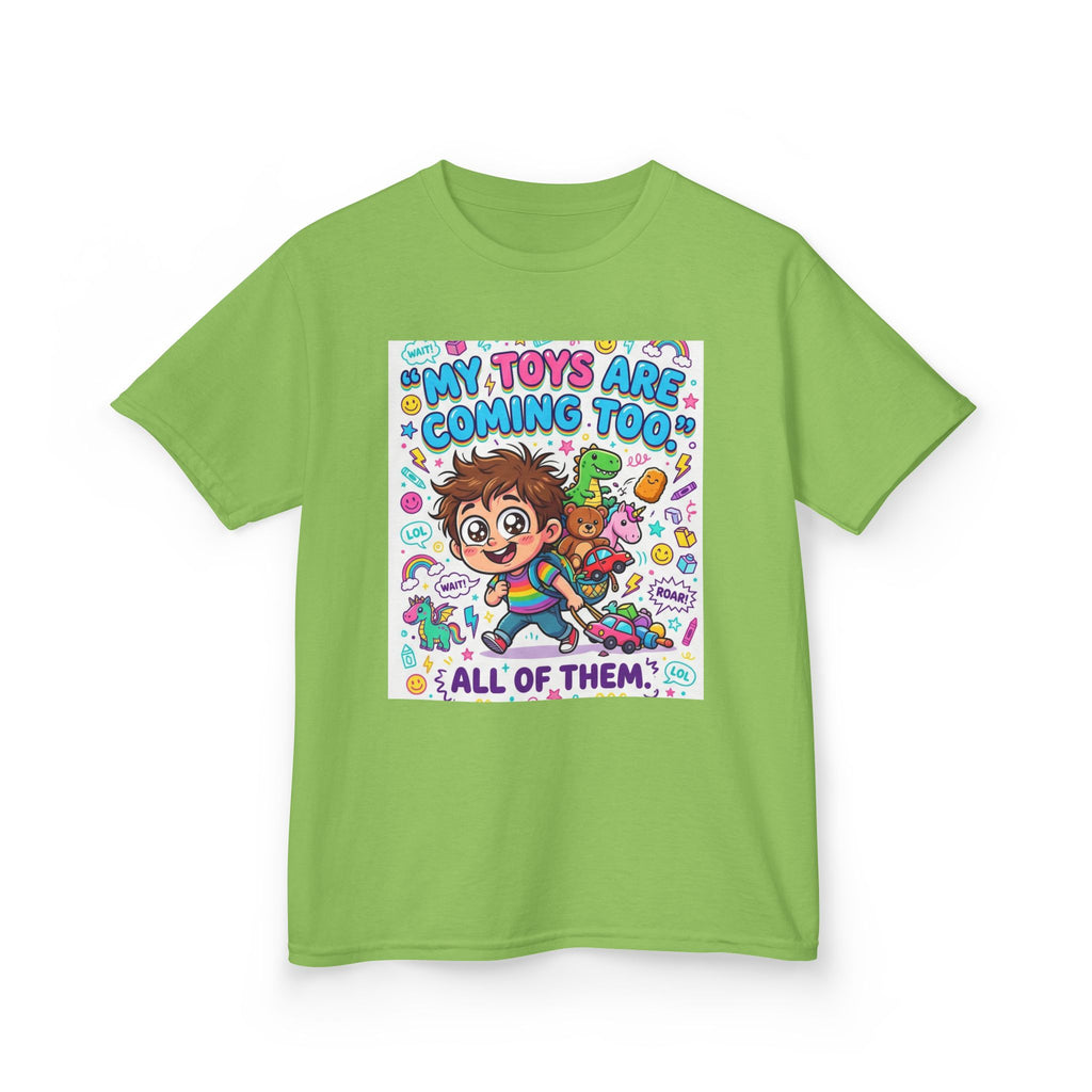 My Toys Are Coming Too Kids T-Shirt | Cute Cartoon Kid, Toys & Dinosaur Design