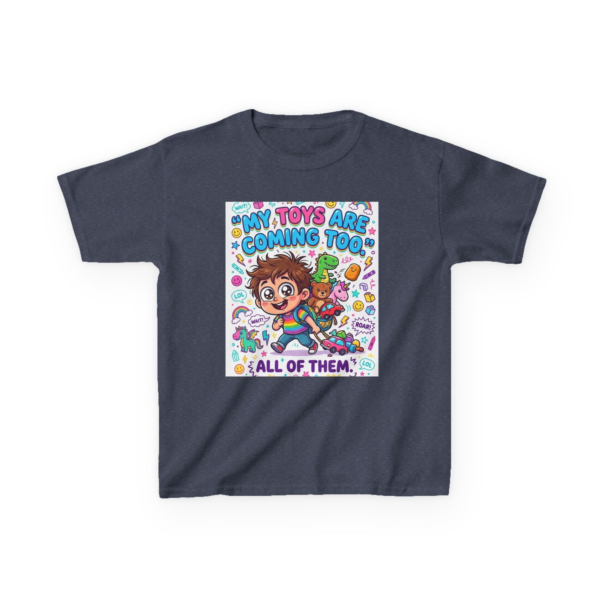 My Toys Are Coming Too Kids T-Shirt | Cute Cartoon Kid, Toys & Dinosaur Design