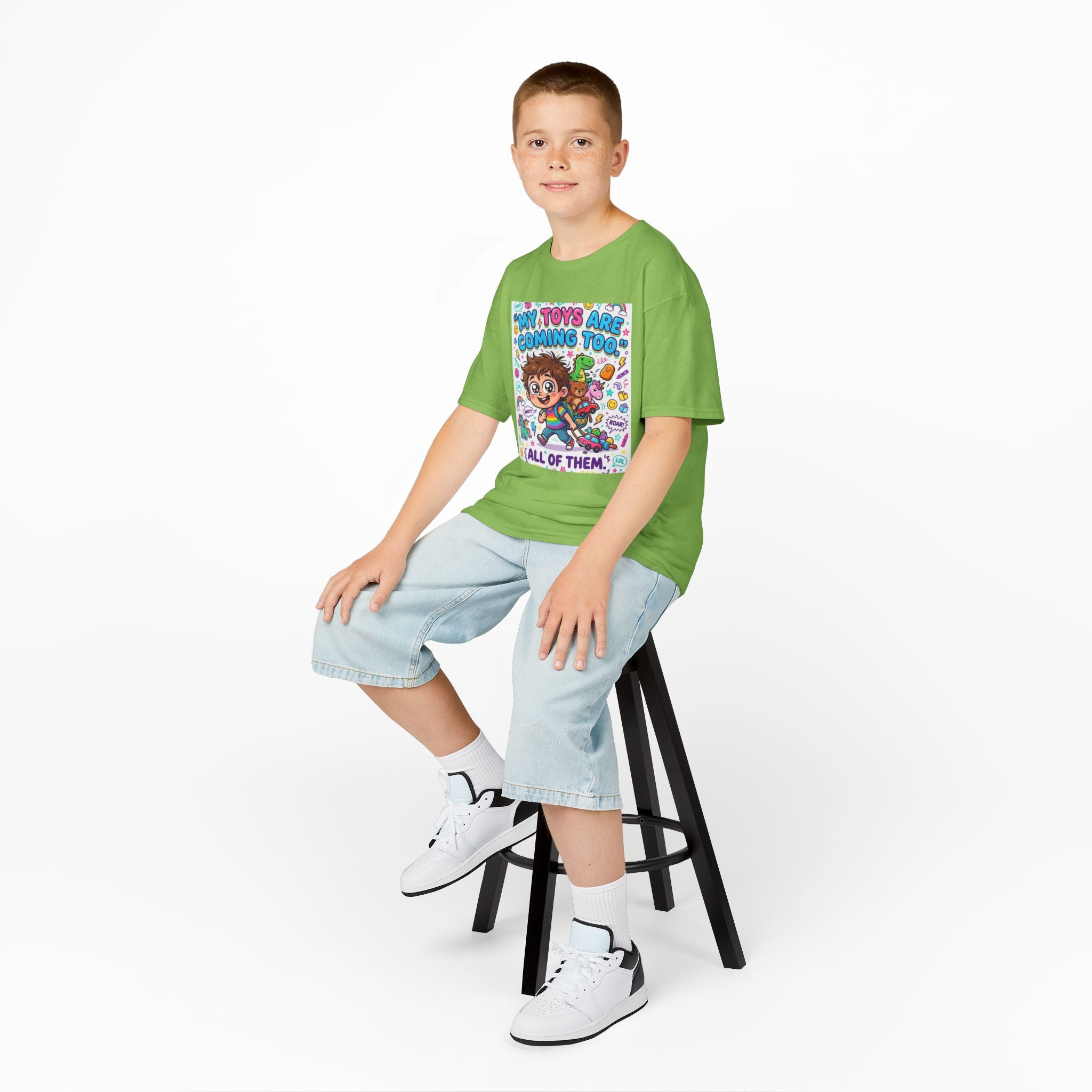 My Toys Are Coming Too Kids T-Shirt | Cute Cartoon Kid, Toys & Dinosaur Design