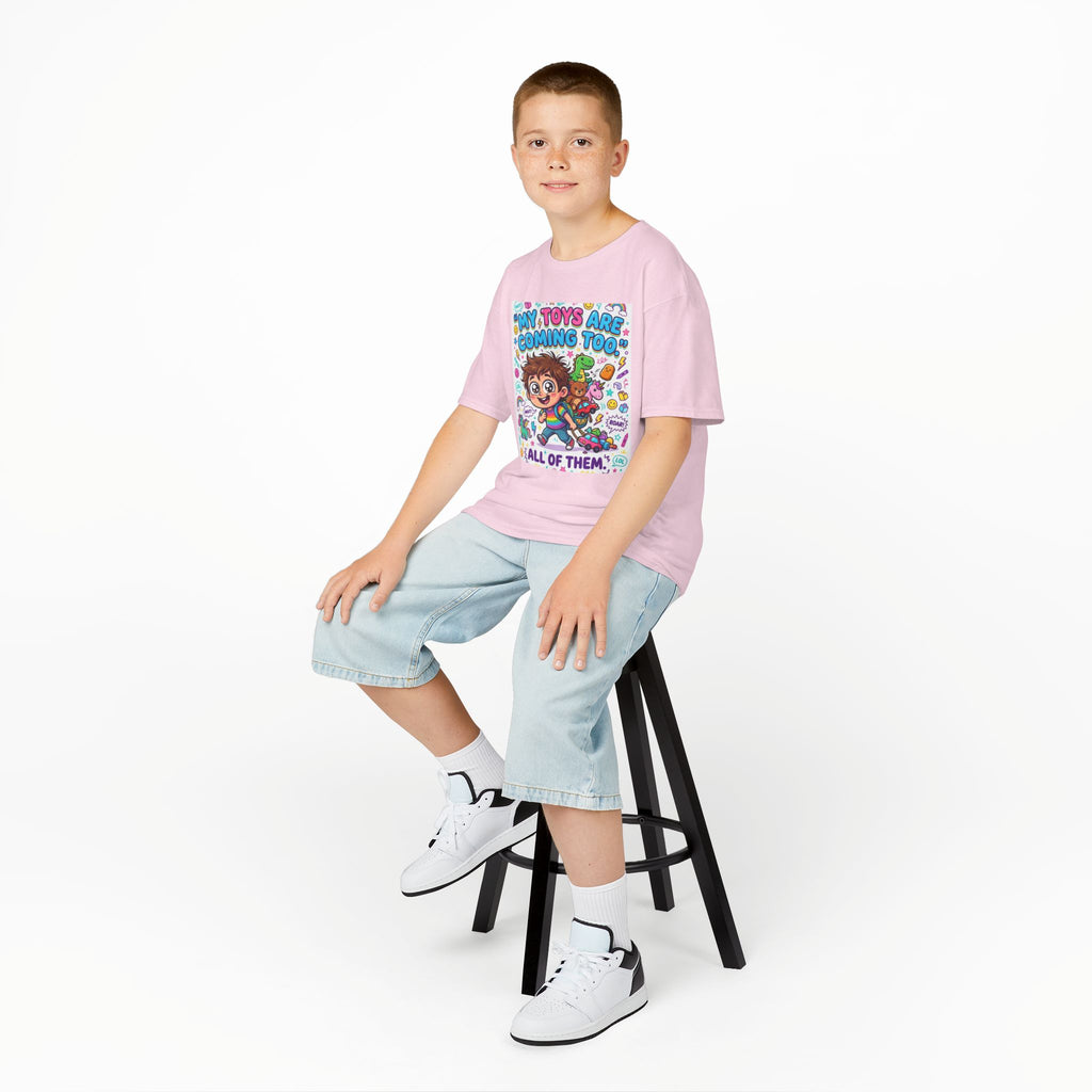 My Toys Are Coming Too Kids T-Shirt | Cute Cartoon Kid, Toys & Dinosaur Design