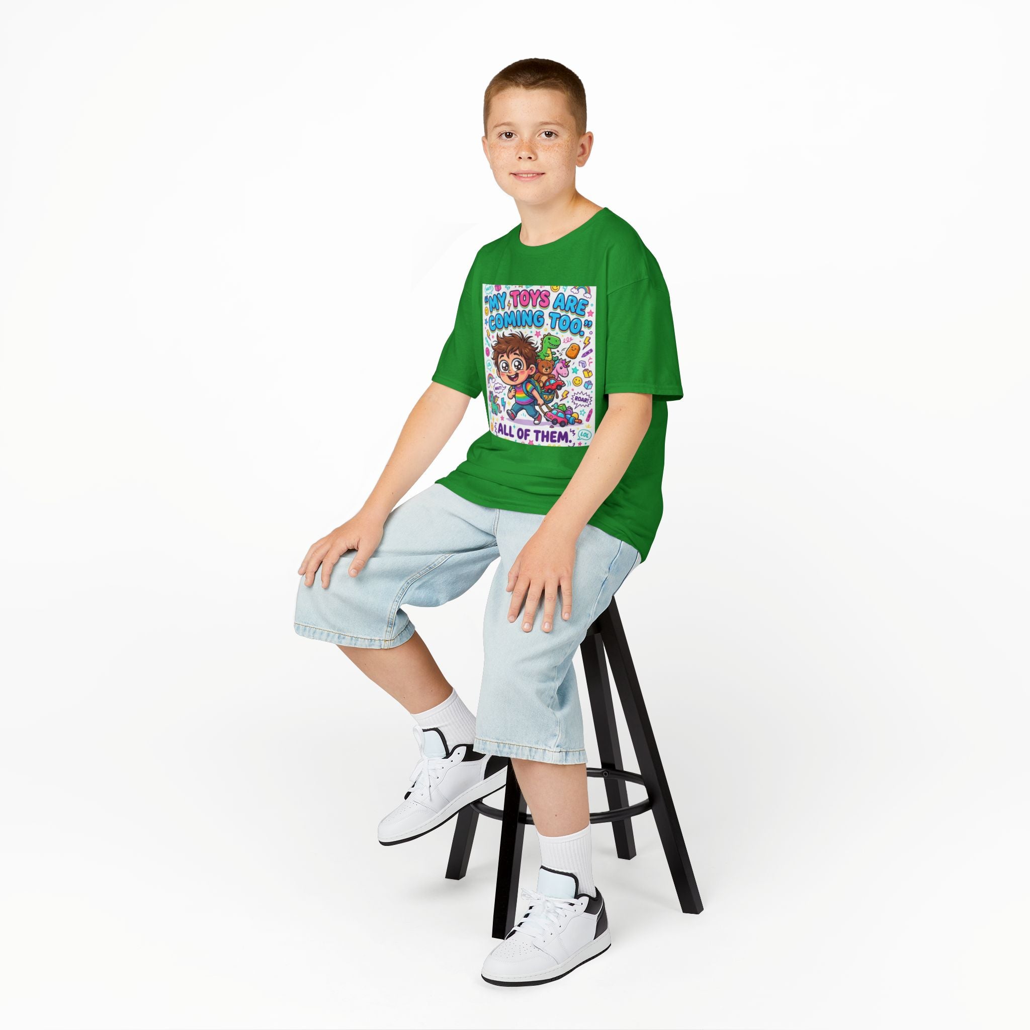 My Toys Are Coming Too Kids T-Shirt | Cute Cartoon Kid, Toys & Dinosaur Design
