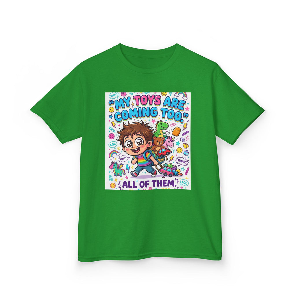 My Toys Are Coming Too Kids T-Shirt | Cute Cartoon Kid, Toys & Dinosaur Design