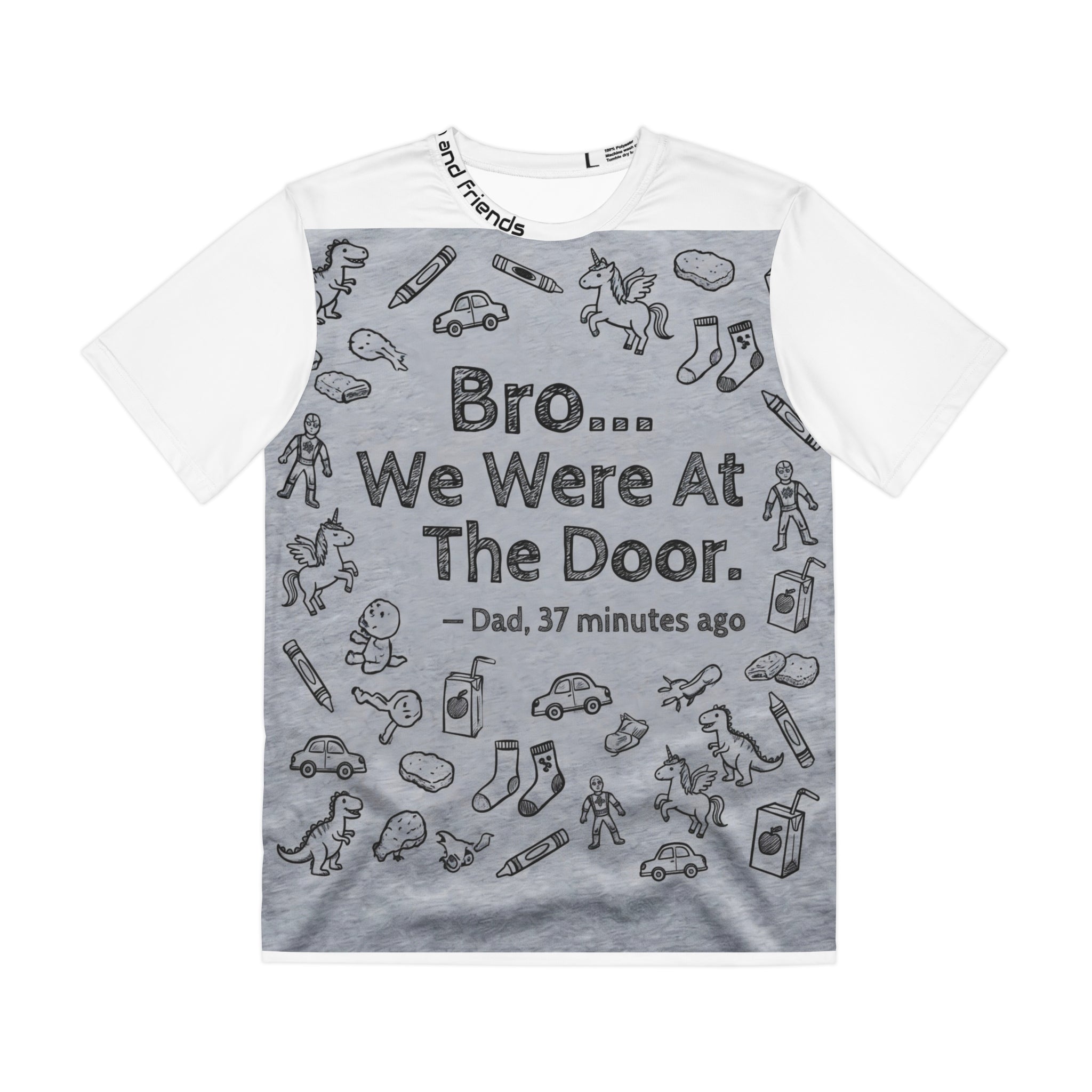 Men's Tee — 'Bro... We Were At The Door.' Funny Dad Text Tee