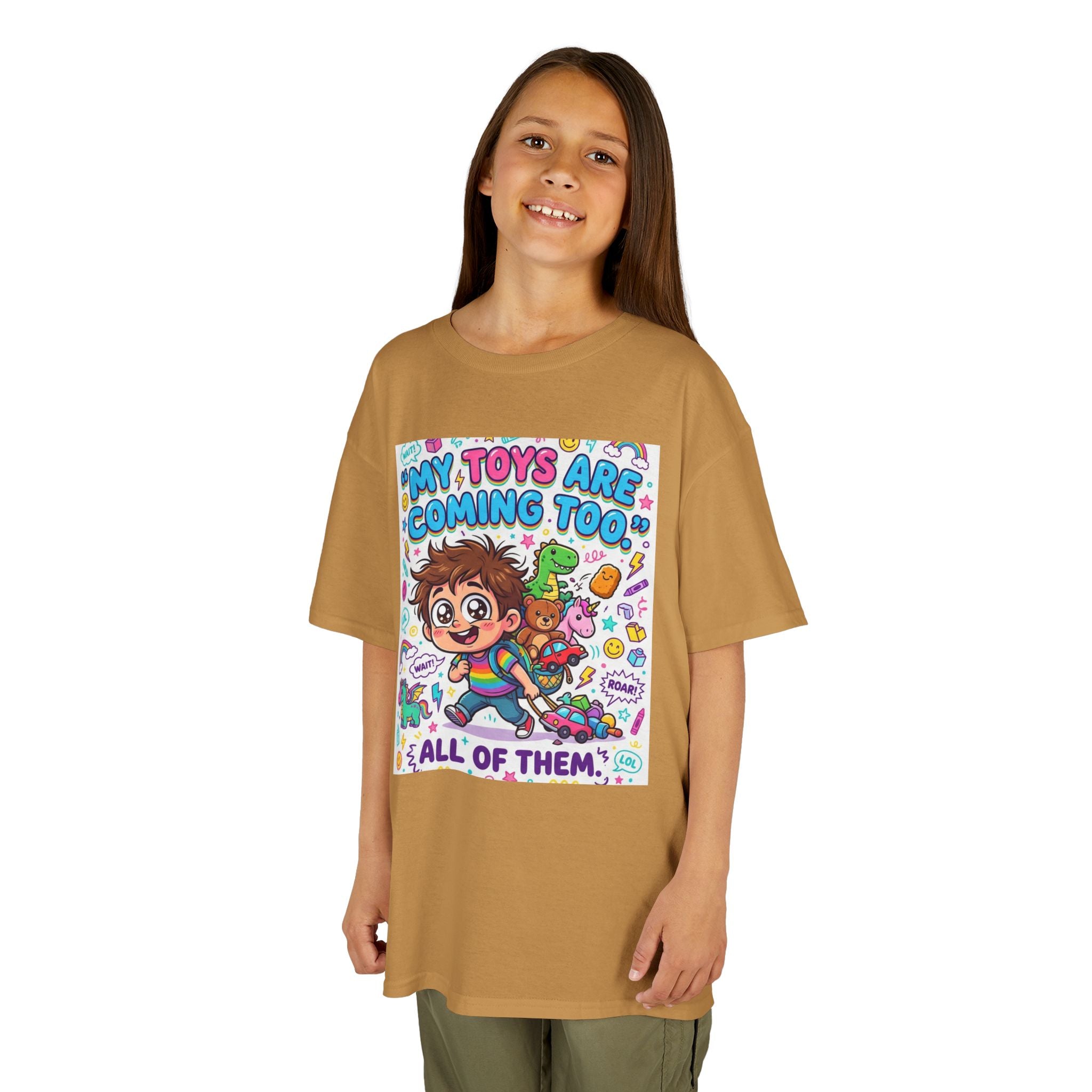 My Toys Are Coming Too Kids T-Shirt | Cute Cartoon Kid, Toys & Dinosaur Design