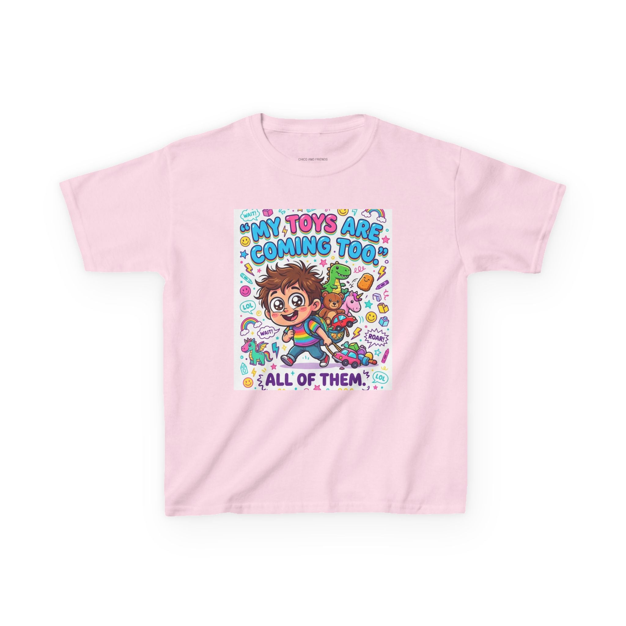 My Toys Are Coming Too Kids T-Shirt | Cute Cartoon Kid, Toys & Dinosaur Design