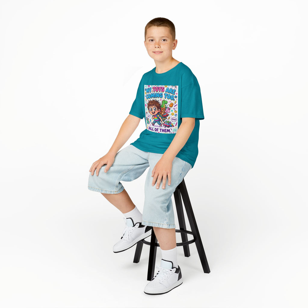My Toys Are Coming Too Kids T-Shirt | Cute Cartoon Kid, Toys & Dinosaur Design