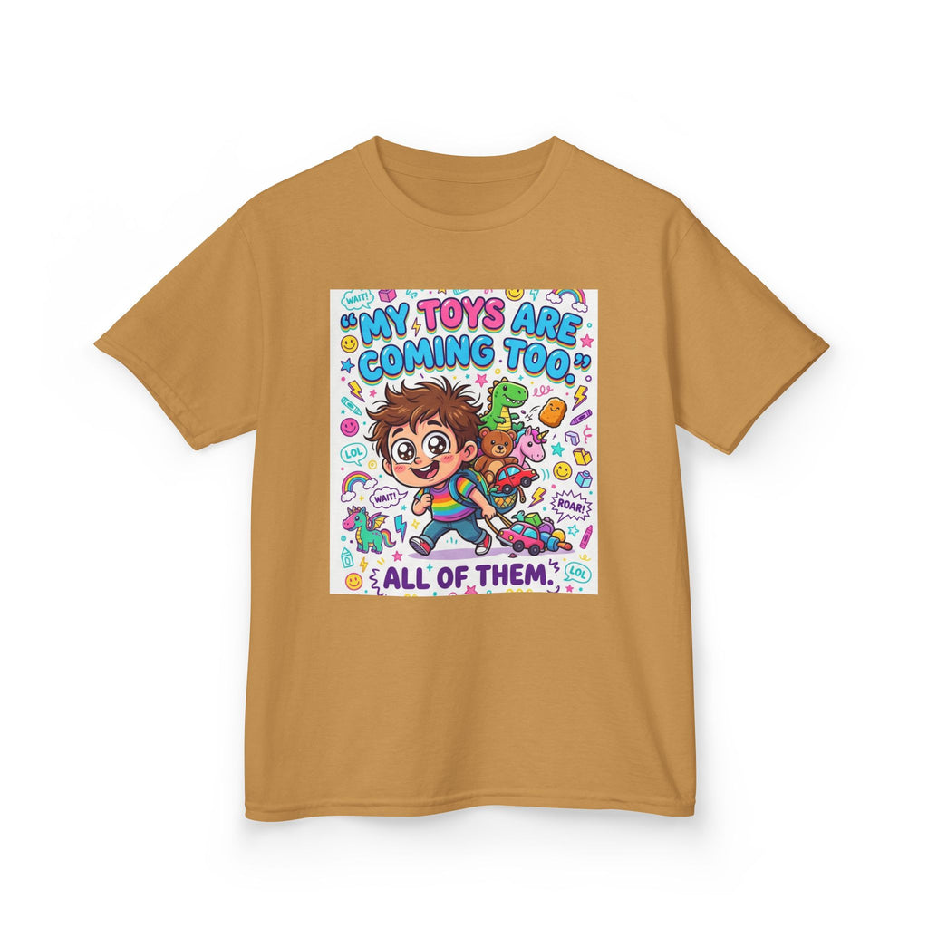 My Toys Are Coming Too Kids T-Shirt | Cute Cartoon Kid, Toys & Dinosaur Design
