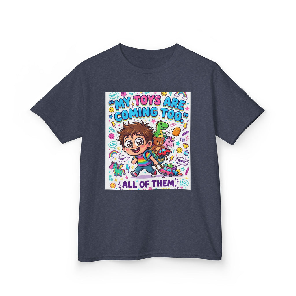 My Toys Are Coming Too Kids T-Shirt | Cute Cartoon Kid, Toys & Dinosaur Design