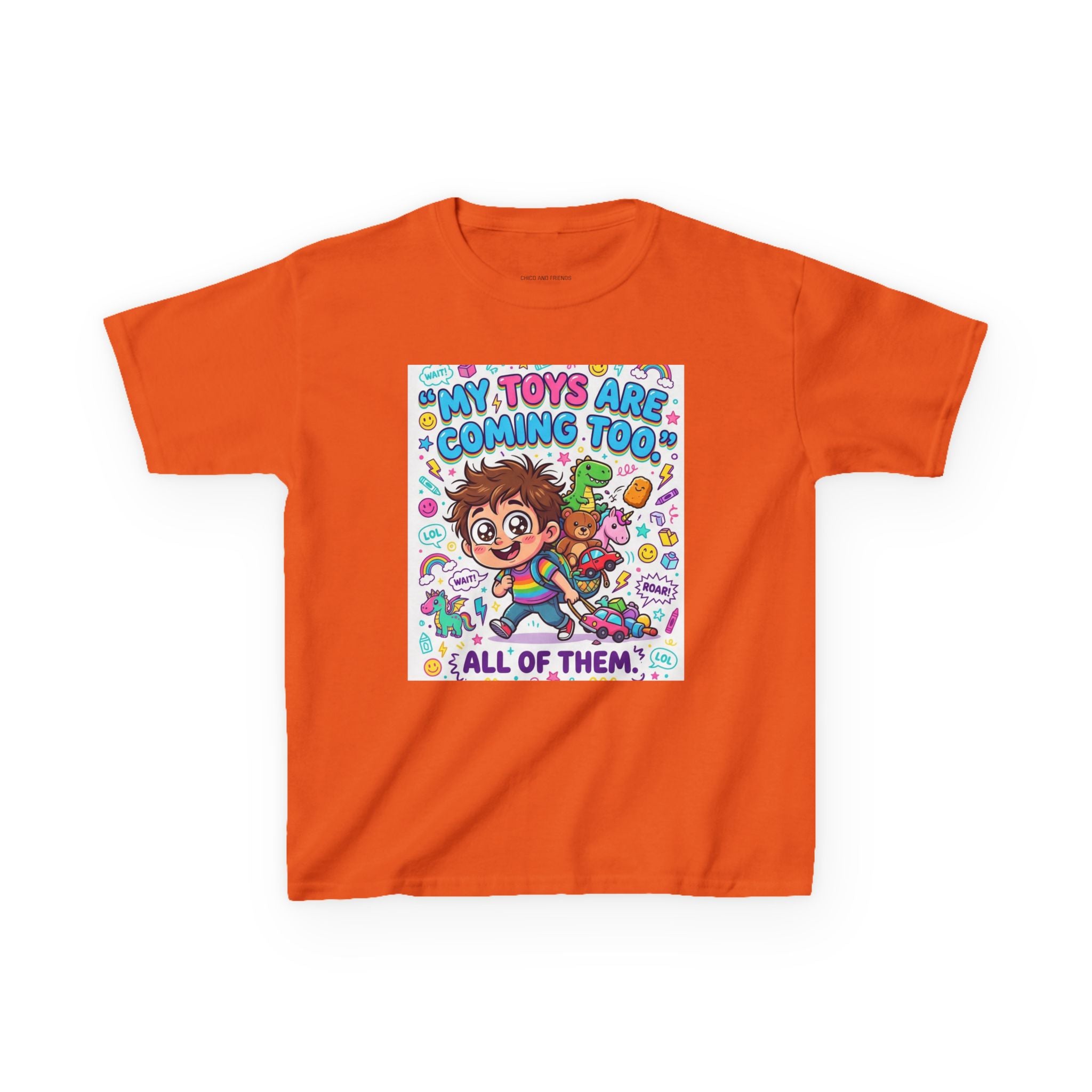 My Toys Are Coming Too Kids T-Shirt | Cute Cartoon Kid, Toys & Dinosaur Design