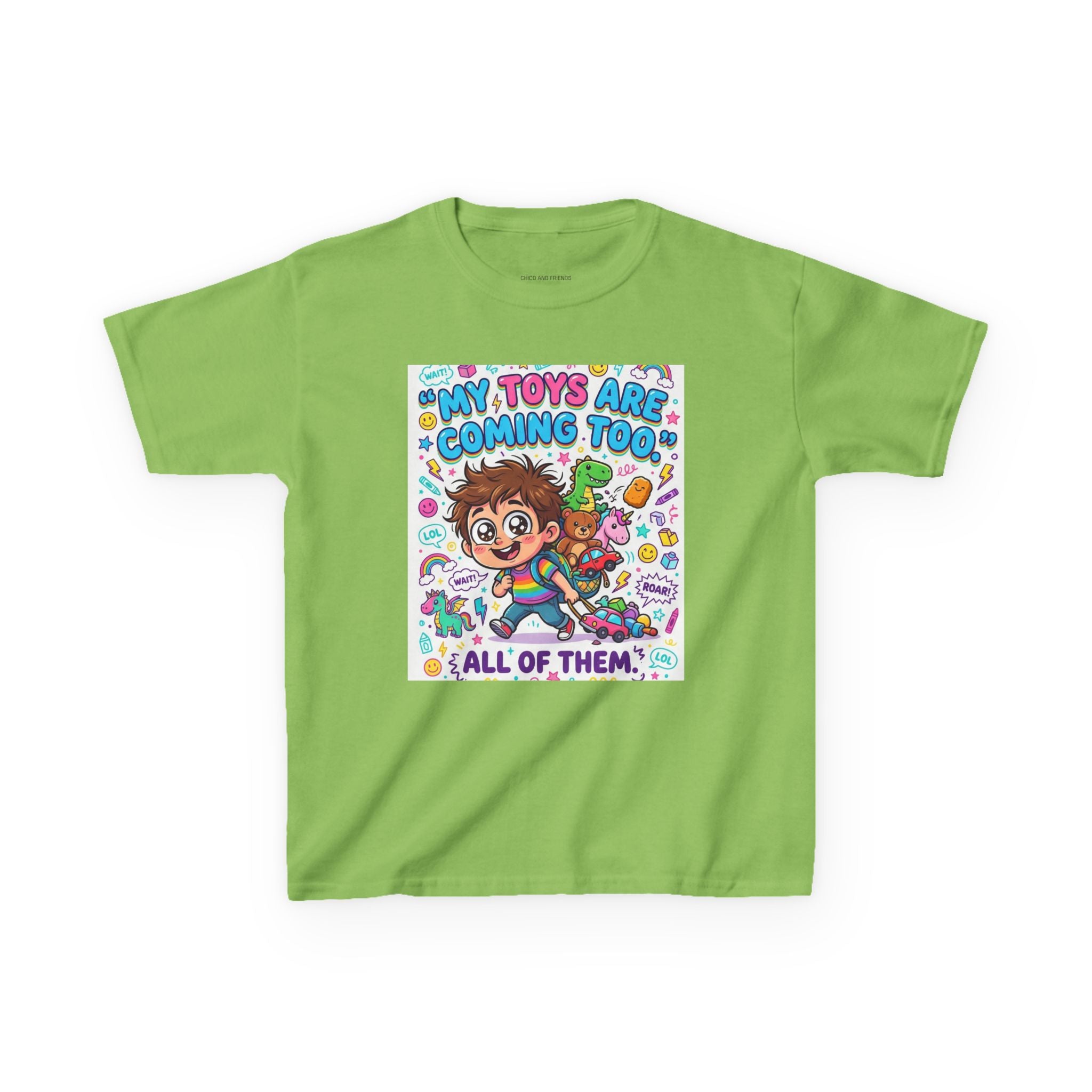 My Toys Are Coming Too Kids T-Shirt | Cute Cartoon Kid, Toys & Dinosaur Design