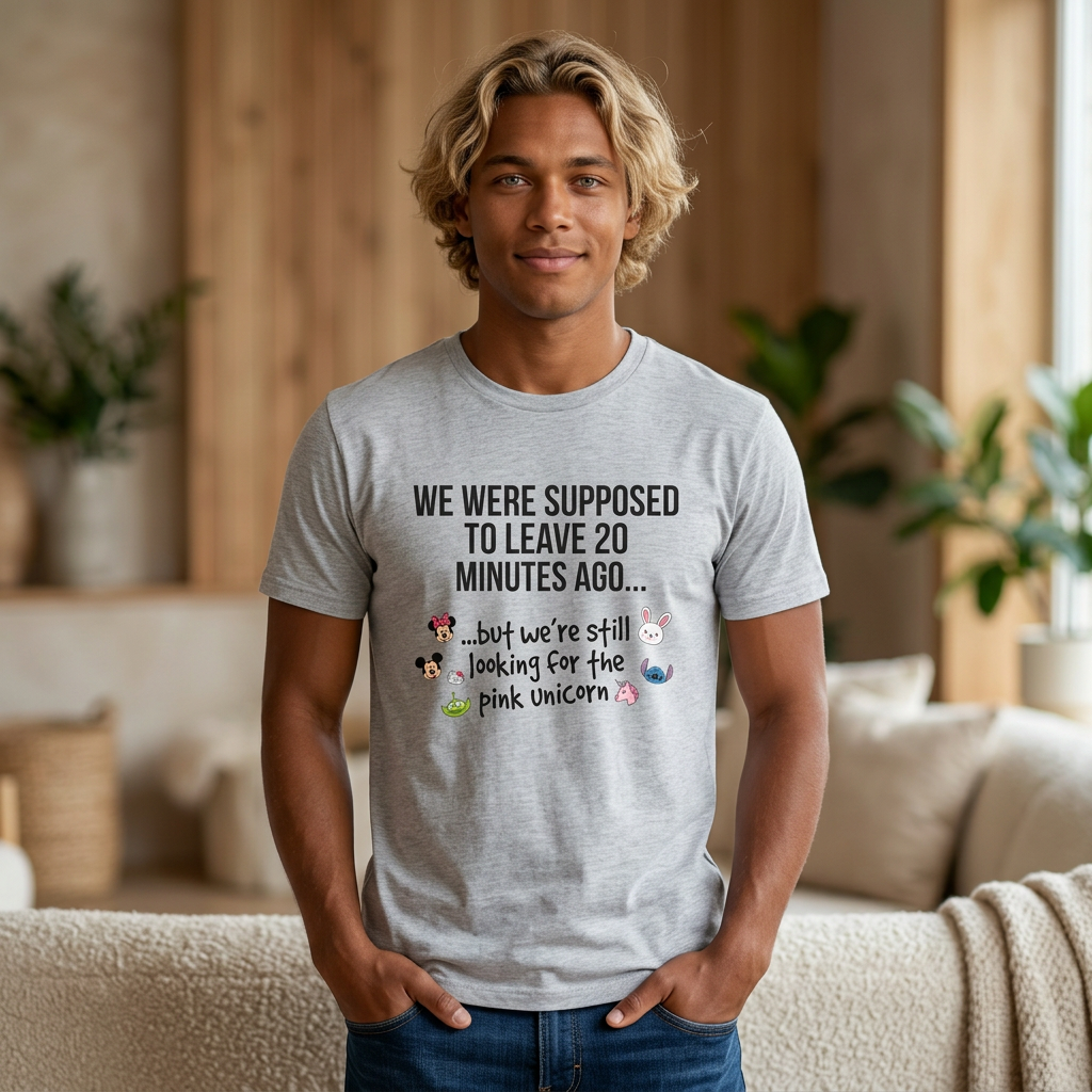 Women's Softstyle Funny Tee - "WE WERE SUPPOSED TO LEAVE 20 MINUTES AGO... but we're still looking for the pink unicorn" - Parent Lifestyles - Chico and Friends