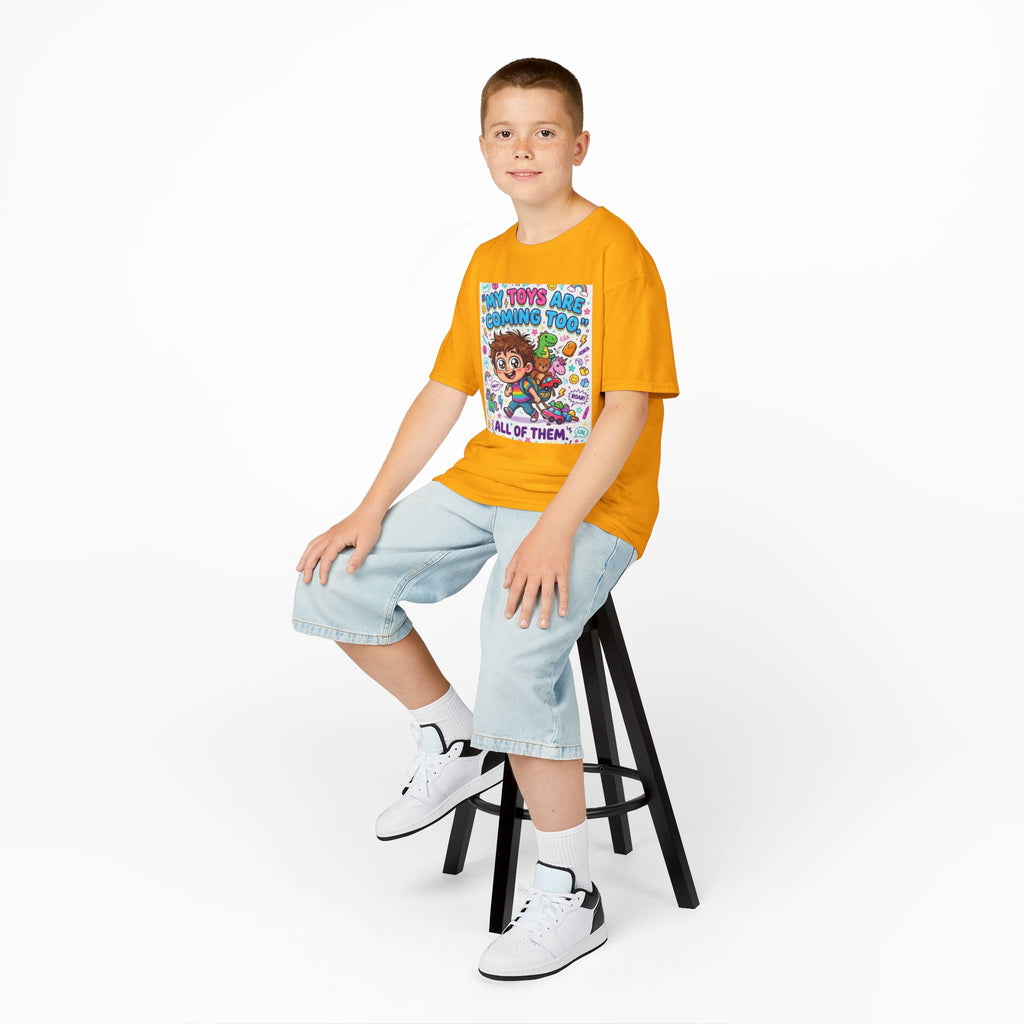 My Toys Are Coming Too Kids T-Shirt | Cute Cartoon Kid, Toys & Dinosaur Design