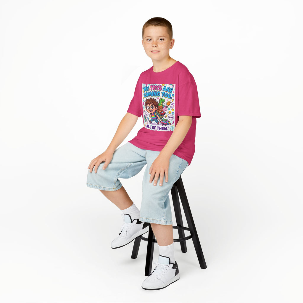 My Toys Are Coming Too Kids T-Shirt | Cute Cartoon Kid, Toys & Dinosaur Design