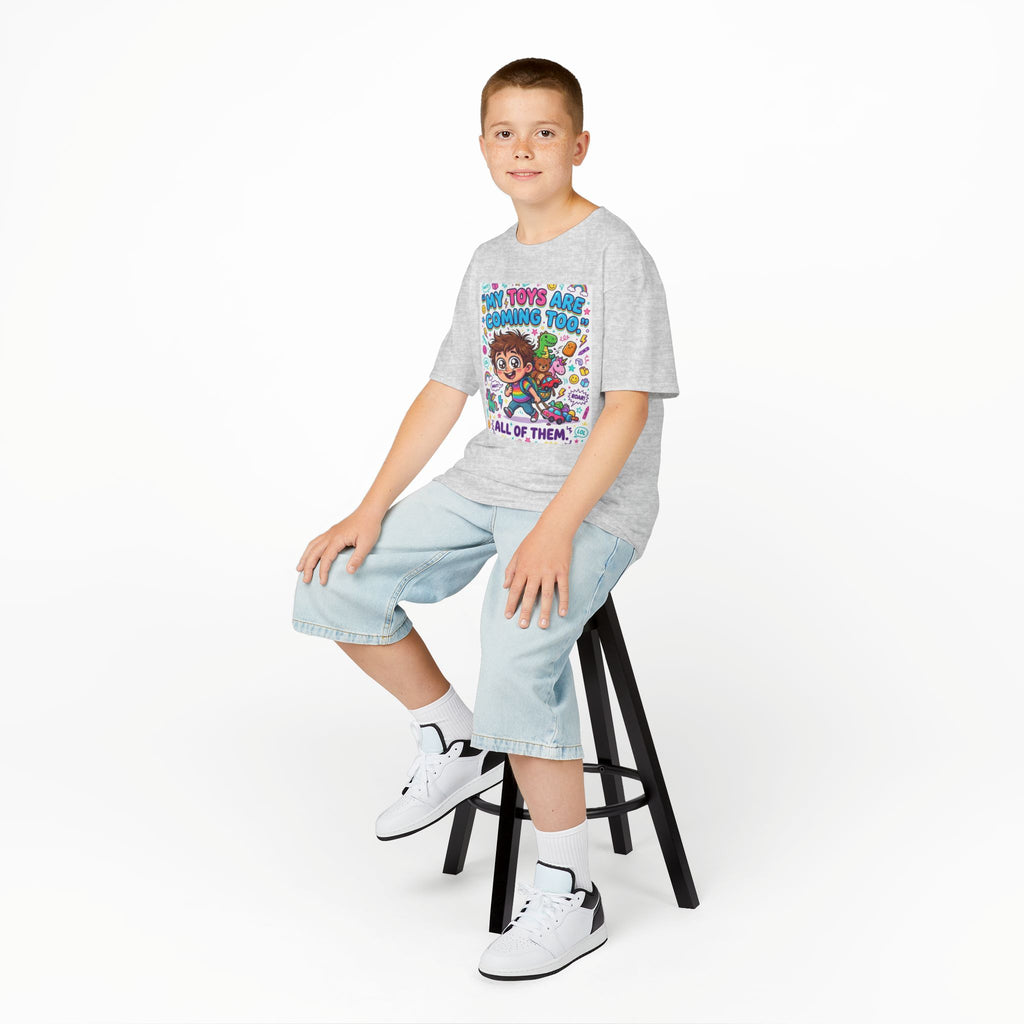 My Toys Are Coming Too Kids T-Shirt | Cute Cartoon Kid, Toys & Dinosaur Design