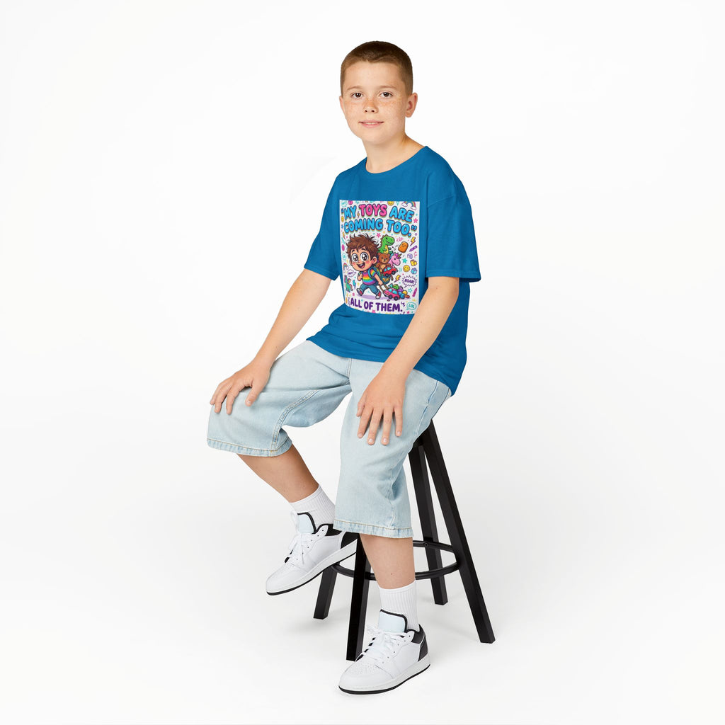 My Toys Are Coming Too Kids T-Shirt | Cute Cartoon Kid, Toys & Dinosaur Design