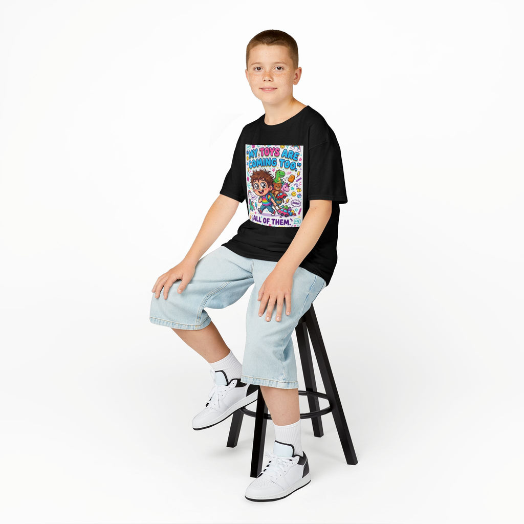 My Toys Are Coming Too Kids T-Shirt | Cute Cartoon Kid, Toys & Dinosaur Design
