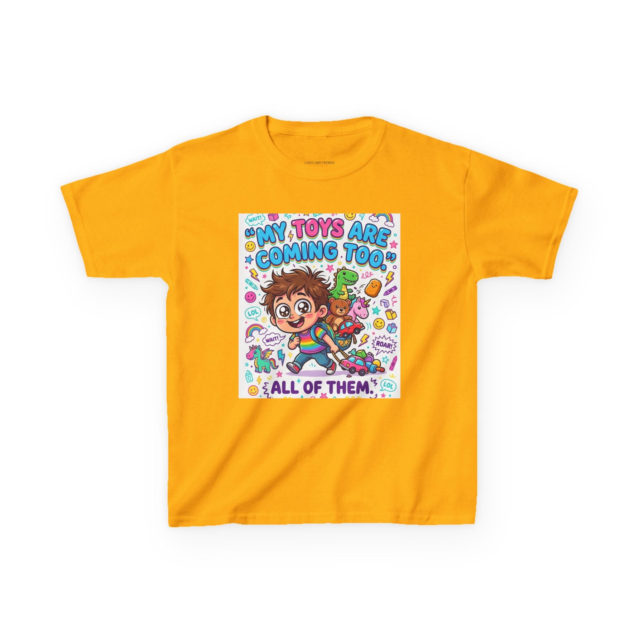 My Toys Are Coming Too Kids T-Shirt | Cute Cartoon Kid, Toys & Dinosaur Design
