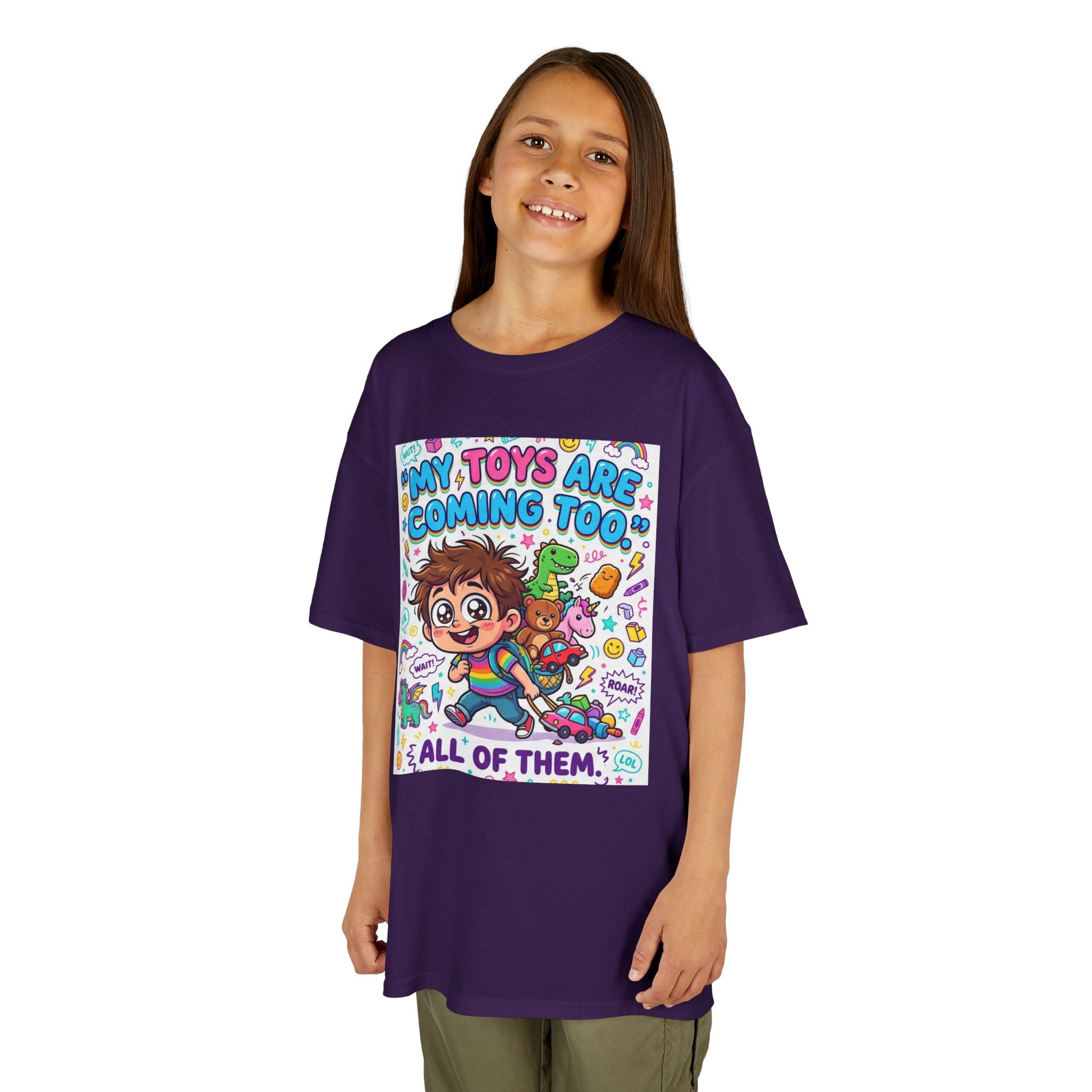 My Toys Are Coming Too Kids T-Shirt | Cute Cartoon Kid, Toys & Dinosaur Design