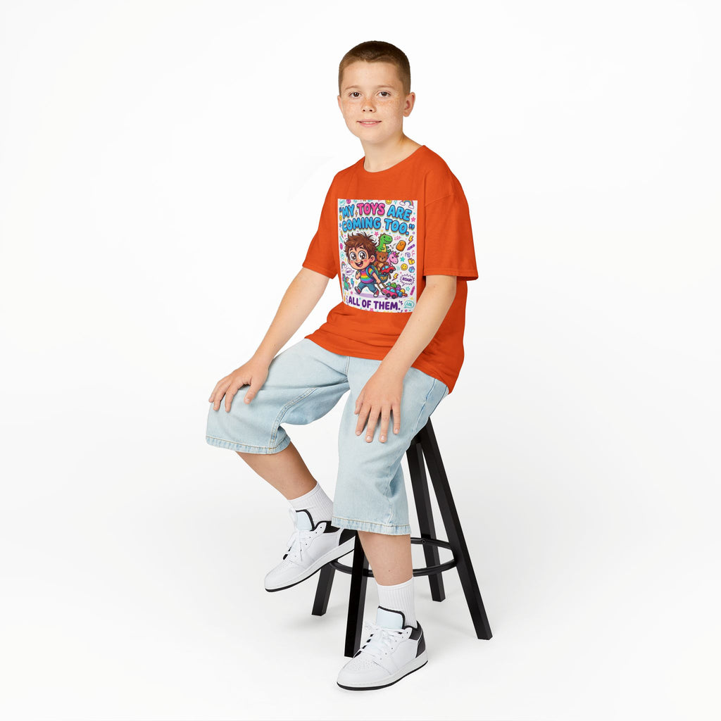My Toys Are Coming Too Kids T-Shirt | Cute Cartoon Kid, Toys & Dinosaur Design