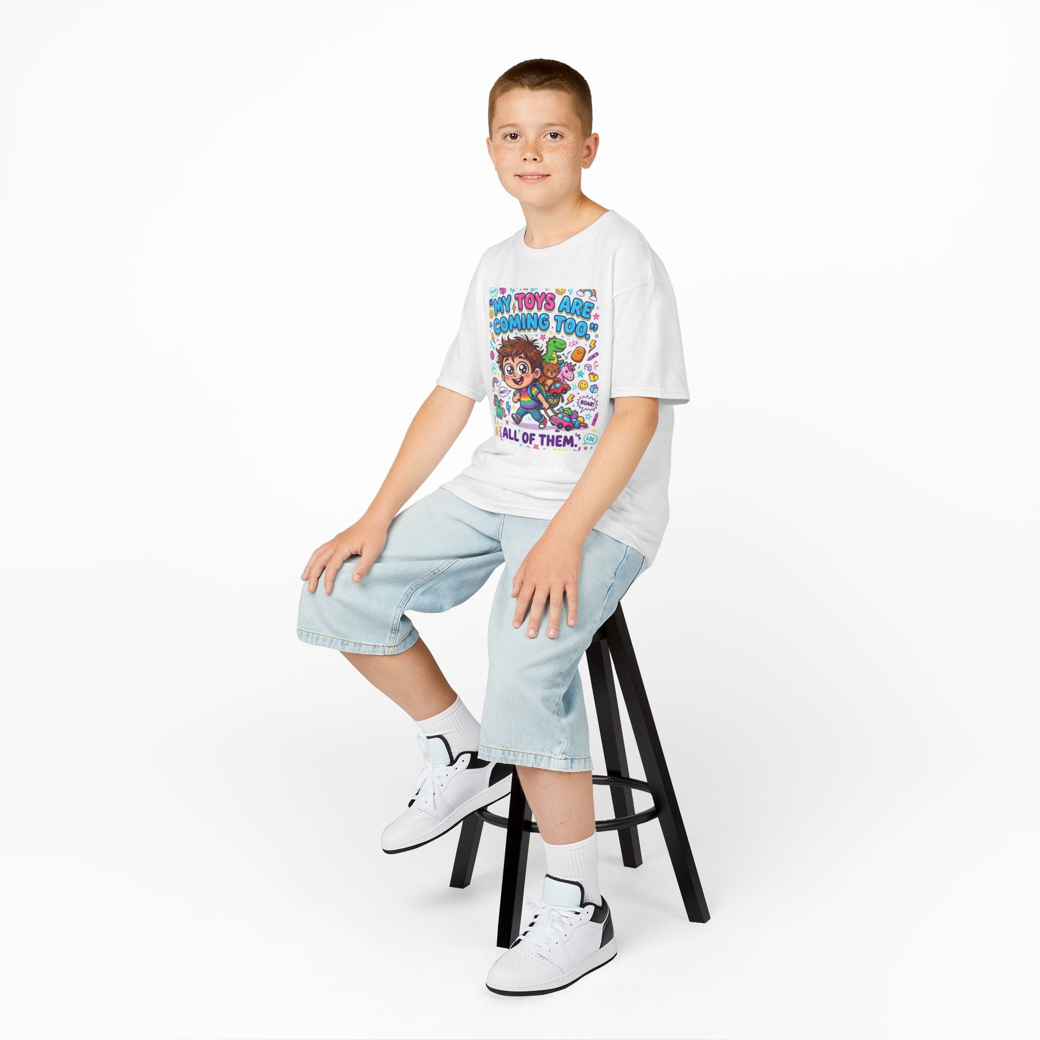 My Toys Are Coming Too Kids T-Shirt | Cute Cartoon Kid, Toys & Dinosaur Design