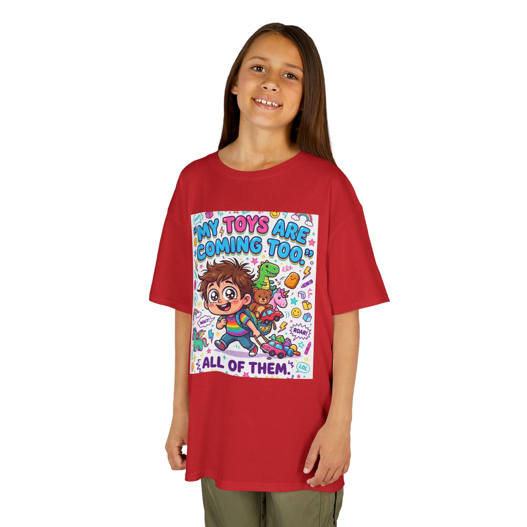My Toys Are Coming Too Kids T-Shirt | Cute Cartoon Kid, Toys & Dinosaur Design