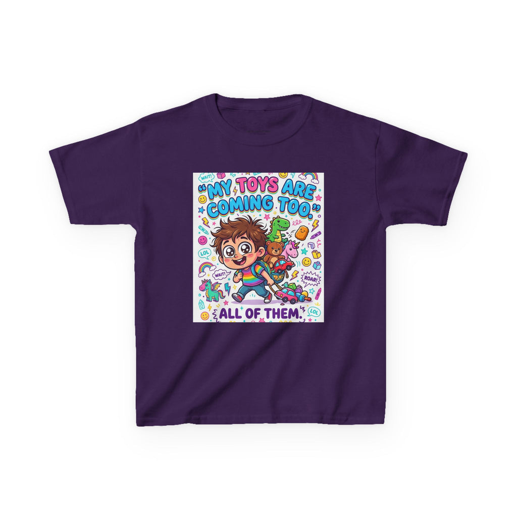 My Toys Are Coming Too Kids T-Shirt | Cute Cartoon Kid, Toys & Dinosaur Design