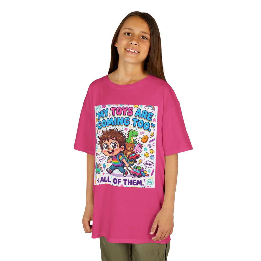 My Toys Are Coming Too Kids T-Shirt | Cute Cartoon Kid, Toys & Dinosaur Design